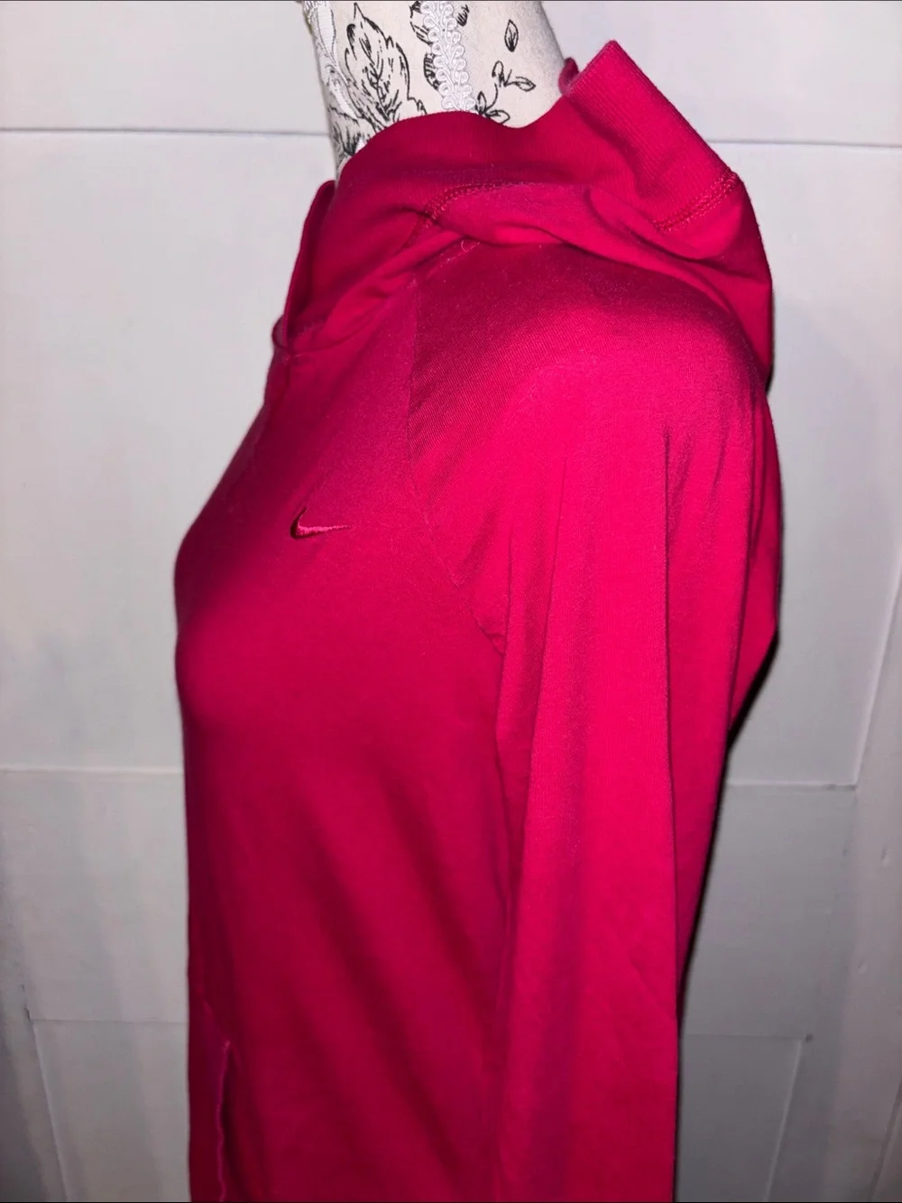Nike Hooded Long Sleeve Pink T-shirt Swoosh Logo Tee Large L